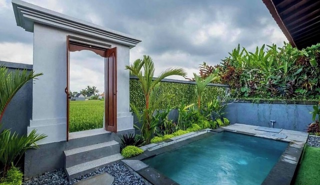 Serene Villa with Private Pool and Rice Field Views